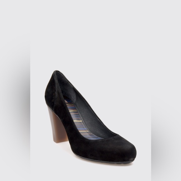 Camper Ariadna Pump Nubuck Leather Round Toe Chunky Heel Women 39 Black Pinup - Picture 1 of 9